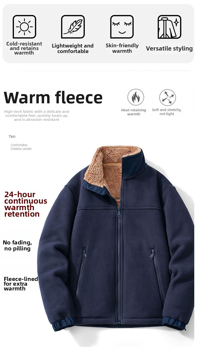 Giacca in pile da uomo con collo a lupetto – cappotto invernale_voghion.com