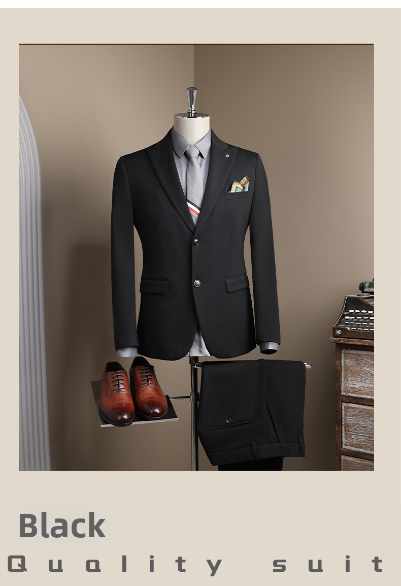Formal Men's Suit Two-button Slim Fit Business Blazer Jacket_voghion.com