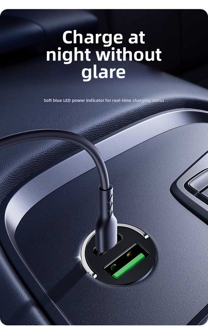 Supersnelle autolader, onzichtbare mini-sigarettenaanstekeradapter, PD-laadaccessoire (1 naar 2)._voghion.com
