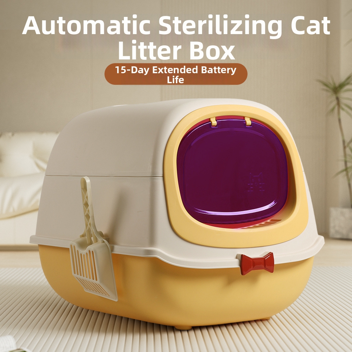 Extra Large Butterfly Style Cat Litter Box Fully Enclosed With Litter Scoop Pet Supplies_voghion.com