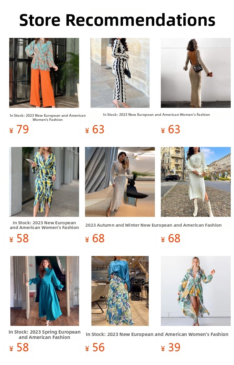 Elegant Women's Long Dress European American Export Style High End Geometric Pattern Fashionable Spring Summer 2025 in Stock_ecoleips.com