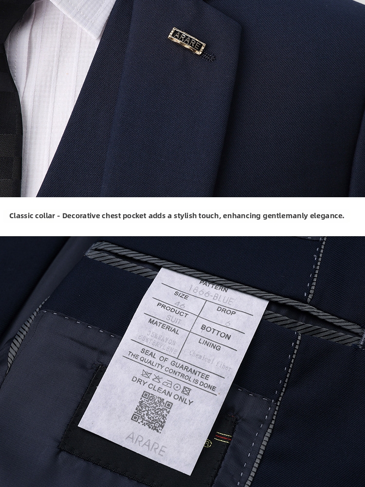 ARARE Men's High-End Three Piece Suit Set Formal Business Groom's And Best Man's Clothing_viptrois.com
