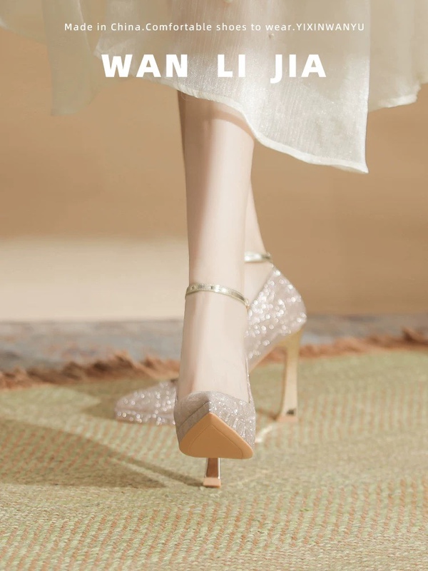 2026 Autumn New Style Pointed-Toe High-Heeled Shoes for Women, Chunky Heel, Waterproof Platform, Sequined, Fashionable and Elegant Single Shoes for Women 2026 Autumn New Style Pointed-Toe High-Heeled Shoes for Women, Chunky Heel, Waterproof Platform, Sequined, Fashionable and Elegant Single Shoes for Women