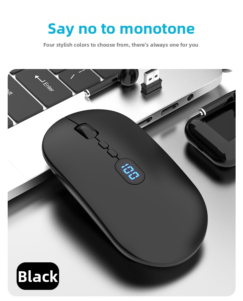 Kabellose Maus mit Bluetooth-Ladefunktion, geräuscharmem Betrieb und Akkuanzeige. Geeignet für Büro und Geschäftsgebrauch. USB-Computer._voghion.com