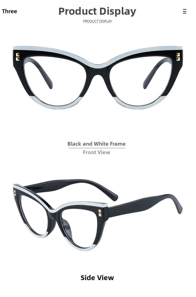 Cat Eye Brille Mit Nieten Für Damen Und Herren Modisches Design_voghion.com