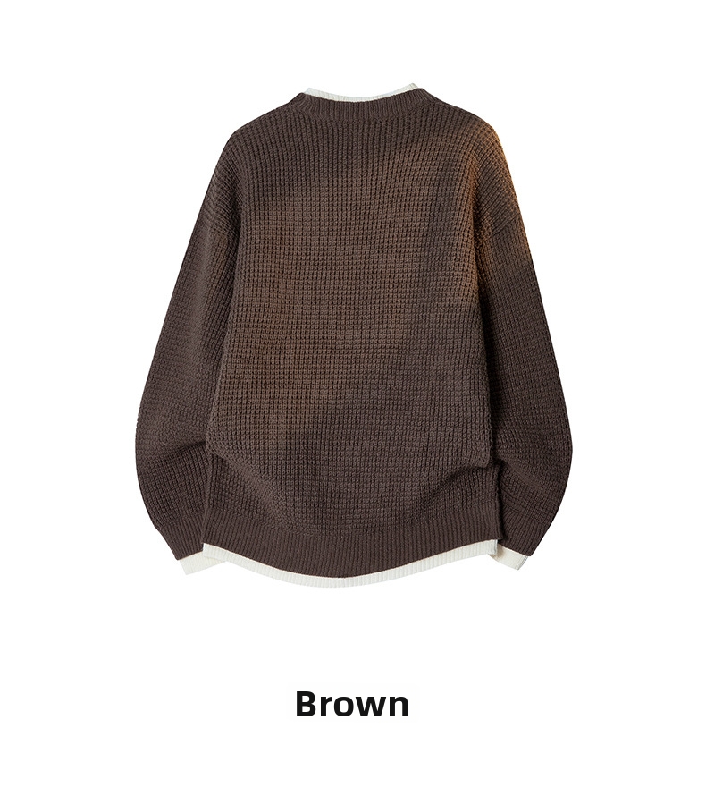 Herren Pullover Zweiteiler Langarm Slim Fit Waffelstrick Optik_voghion.com