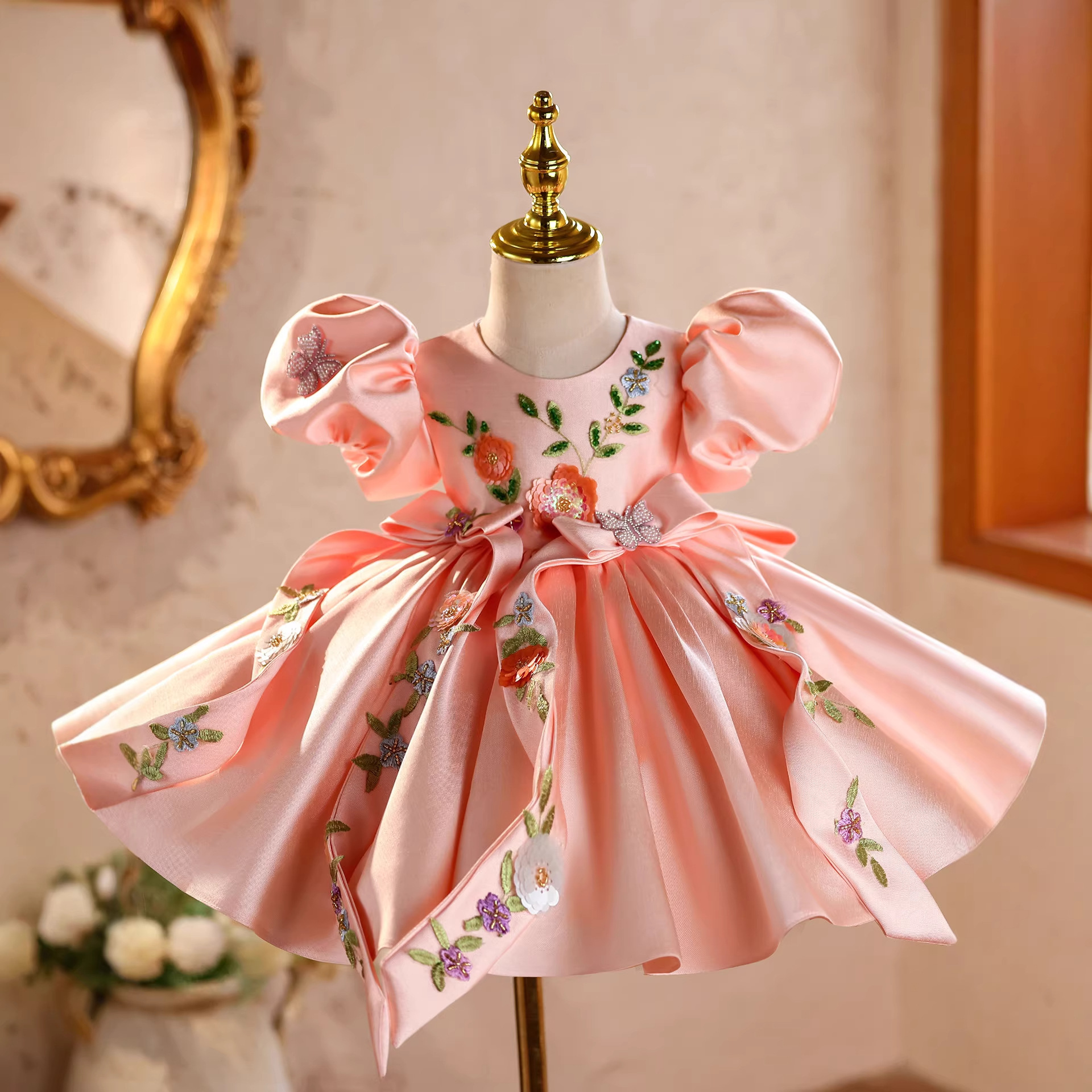 Little Girls' Princess Dress High-End Piano Performance Costume Children's Birthday Host Outfit New Style For Kids (3-7Y)_voghion.com