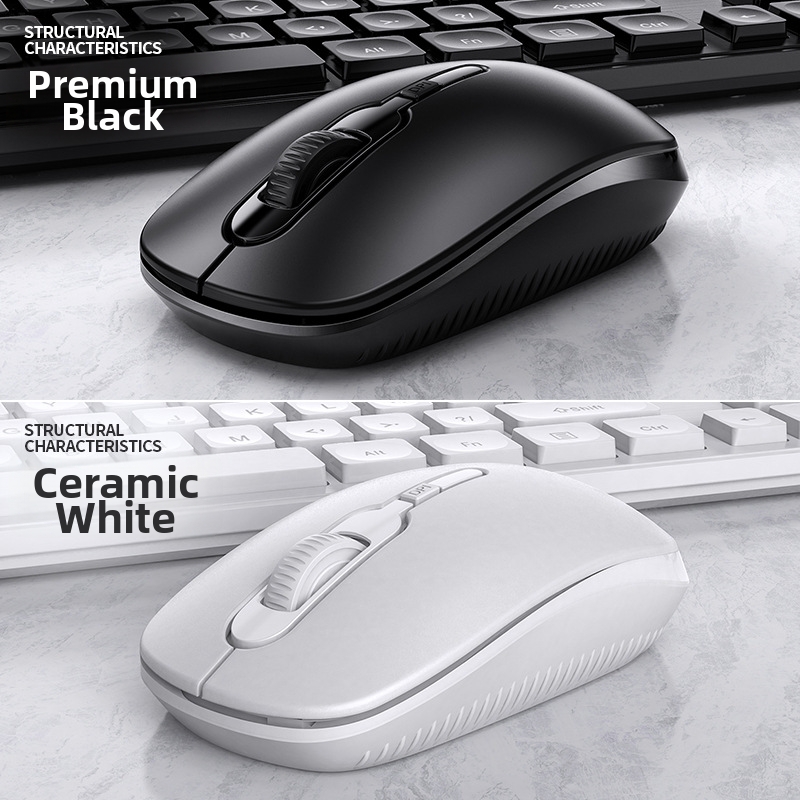 Combo tastiera e mouse wireless: digitazione silenziosa, design ergonomico, mouse ottico da 1500 DPI, ricevitore USB Plug & Play, resistente agli schizzi (nero/bianco)_voghion.com