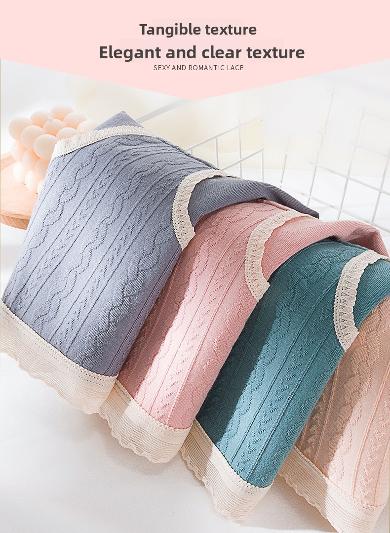 Cuecas de algodão às riscas com renda e jacquard floral_voghion.com