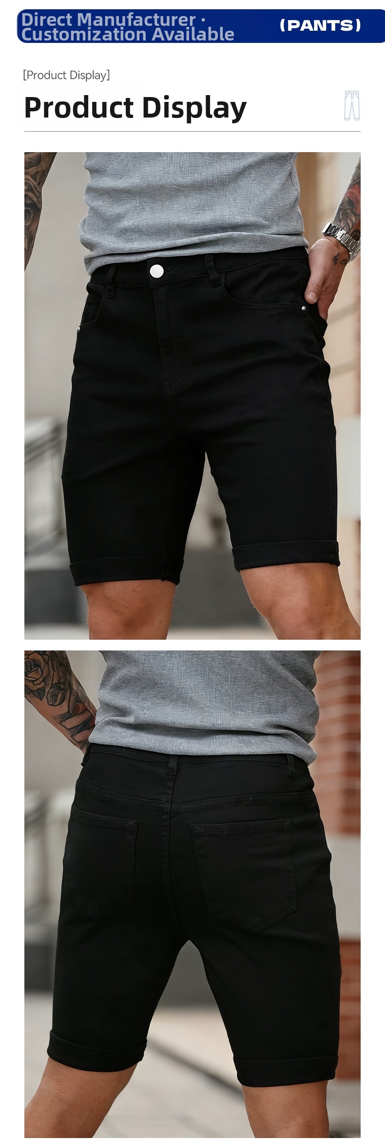 Herren Stretch Jeansshorts Slim Fit Für Sommerliche Freizeit_voghion.com