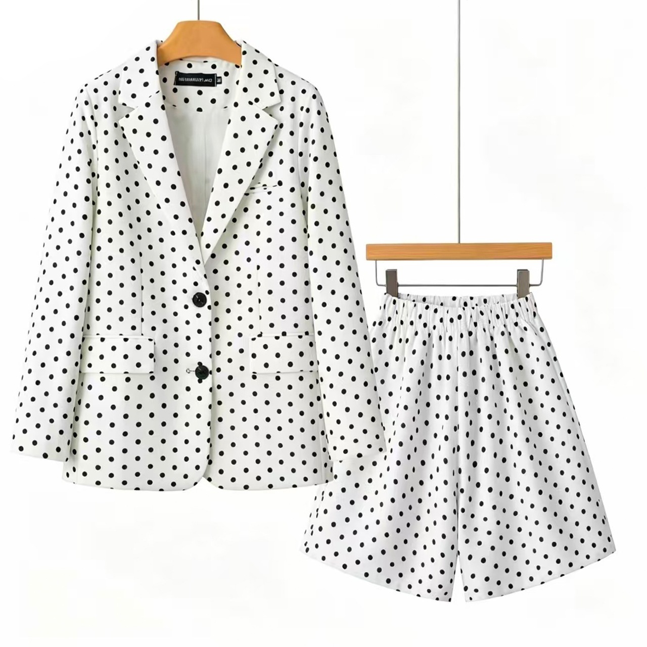 Petite Women's Hazy Blue Korean Style Suit And Shorts Set Relaxed Casual Versatile Slimming Two Piece Set_ecoleips.com