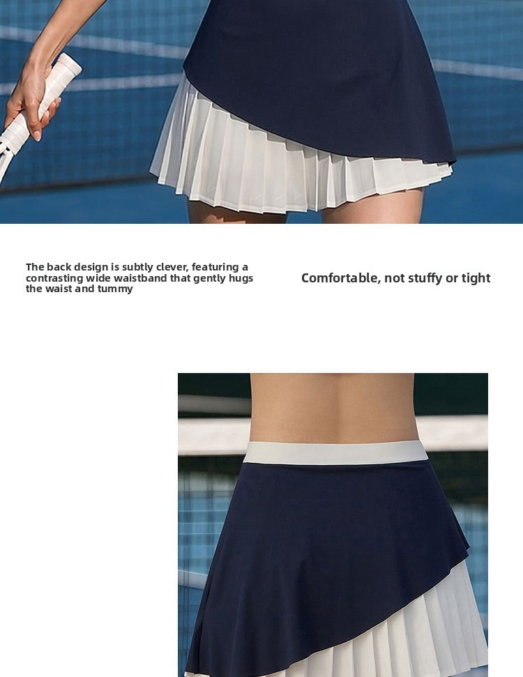 Women's color-block pleated tennis skirt