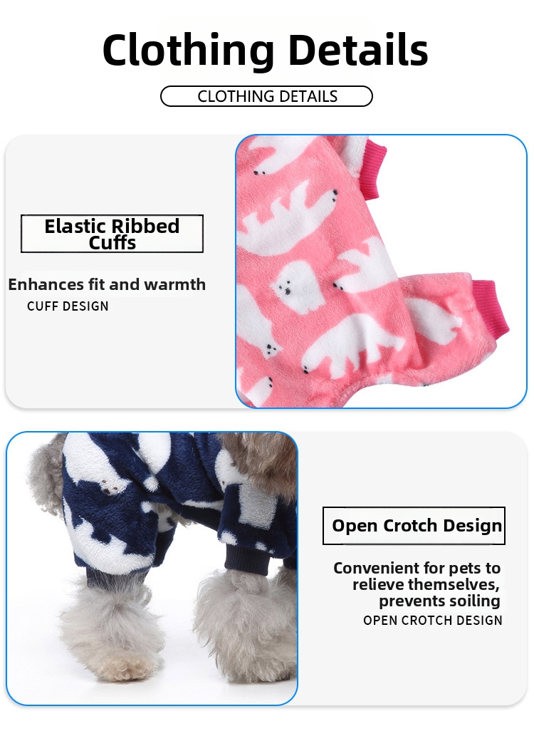 Pyjama chaud pour chien à pois et rayures sweat à capuche_voghion.com