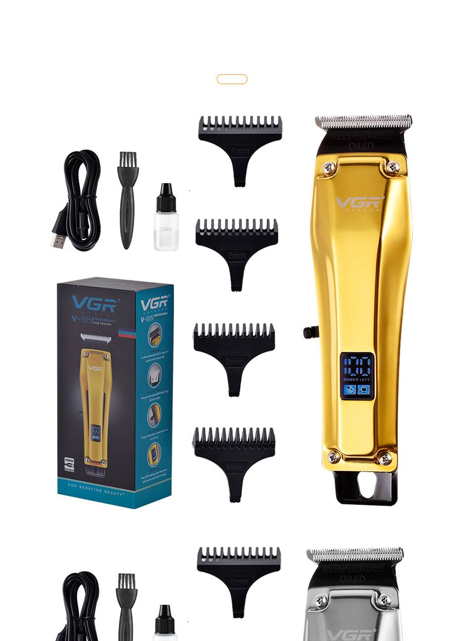 Retro Hair Trimmer With Lcd Display Professional Cordless Clipper_voghion.com
