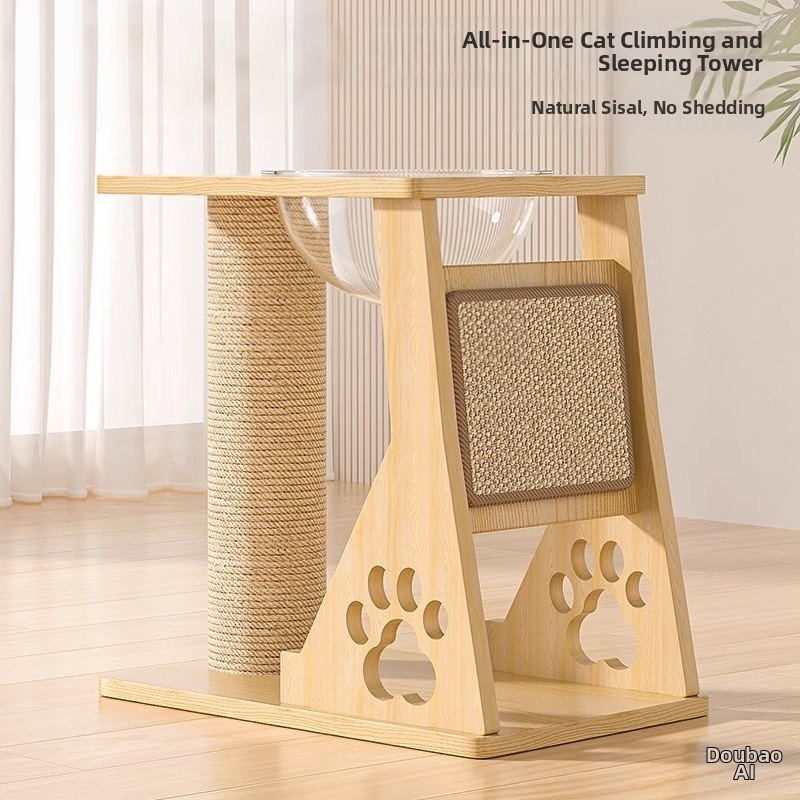 Large Luxury Cat Climbing Frame Multi Layer Integrated Cat Toy with Climbing Pillar And Bed Cat Tree for Kitten_voghion.com