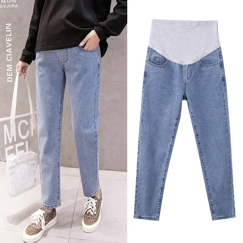 Autumn spring jeans for pregnant, trousers, high waist