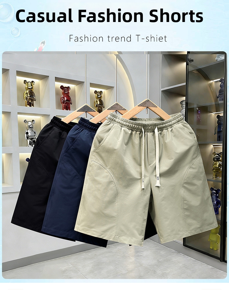 Men's Summer Sports Shorts Thin Loose Casual Five Point Pants Cool Stylish Solid Color_viptrois.com