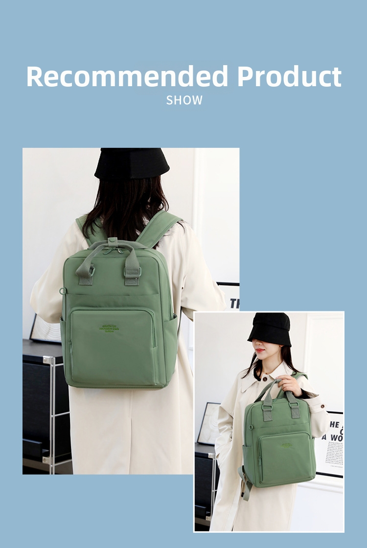 Zaino da donna colorato in nylon resistente all'acqua con logo stampato, versatile, ideale per l'istruzione, l'ufficio e la scuola._voghion.com