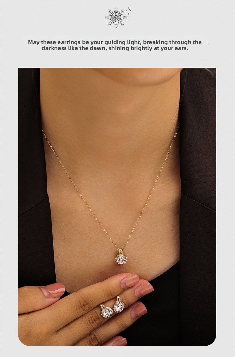 Set collana e orecchini girasole placcato oro con zirconi_voghion.com