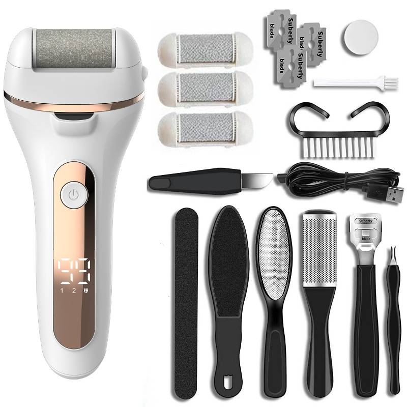 Electric Foot File Rechargeable Digital Display Callus Remover Washable Pedicure Tool_voghion.com
