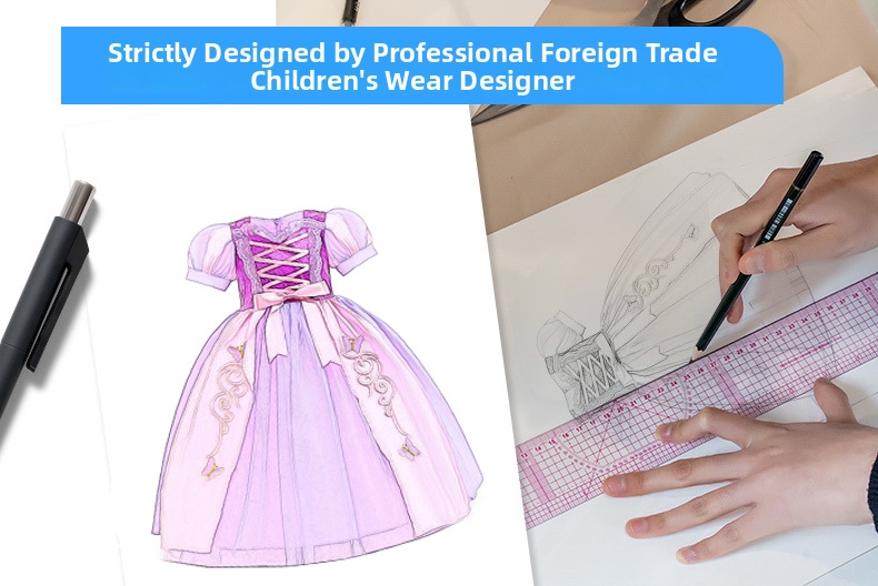 Robe longue de princesse pour Halloween, déguisement Raiponce/Elsa pour enfant, costume d'anniversaire_voghion.com