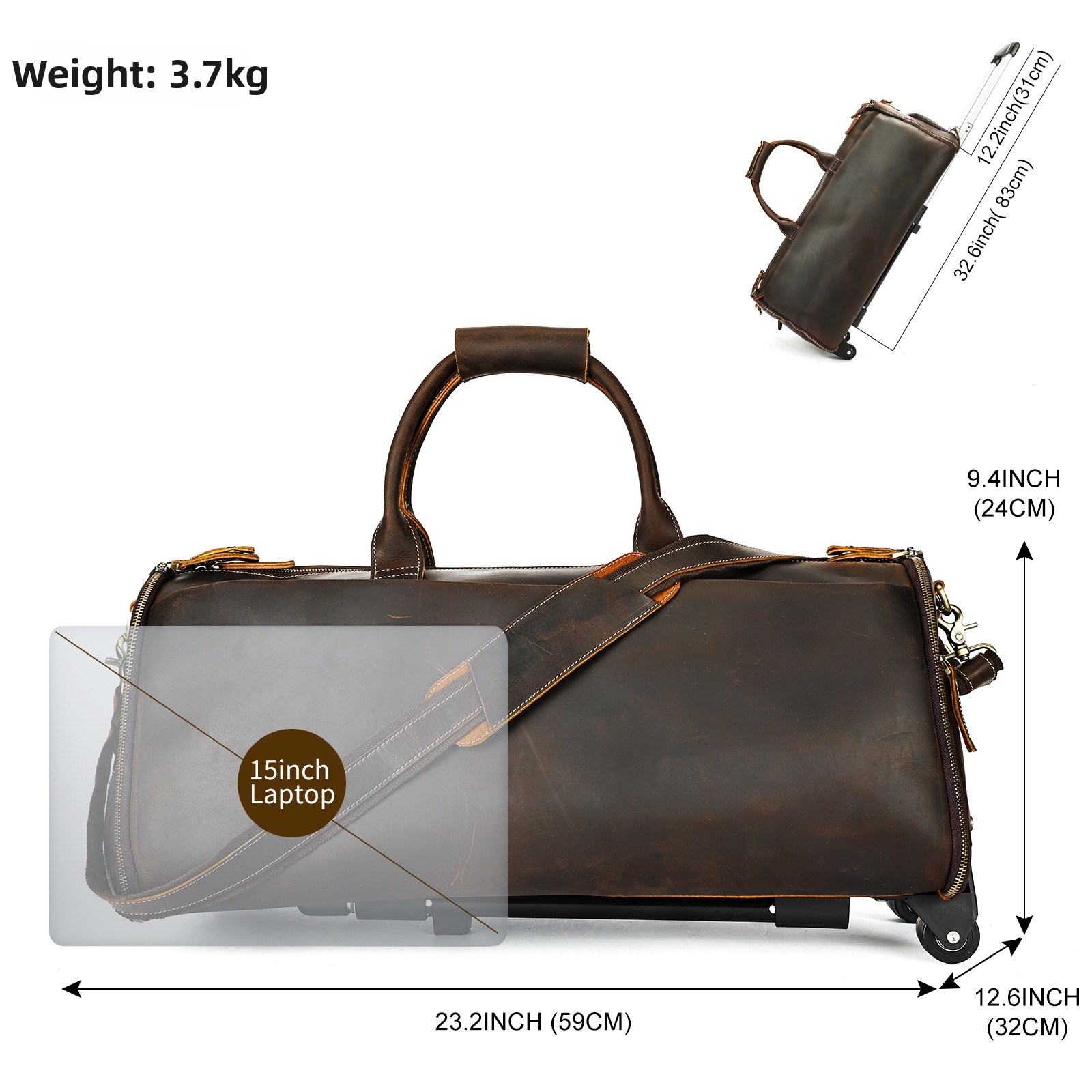 Trolley-Reisetasche für Herren aus Crazy Horse Leder mit großem Fassungsvermögen, hochwertiges Echtleder, tragbare Reisetasche_voghion.com