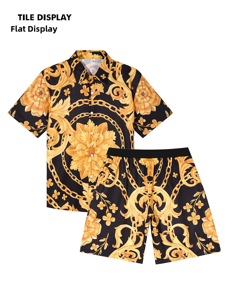 Men's Short Sleeve Shirt And Shorts Set, Breathable Linen Blend Beach Outfit, Summer Casual Lounge Set_viptrois.com