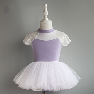 Dancing Suit for Girls Summer Short-sleeved Children's Practice New Style Children's Test Grade One-piece Ballet Dress Performance Set