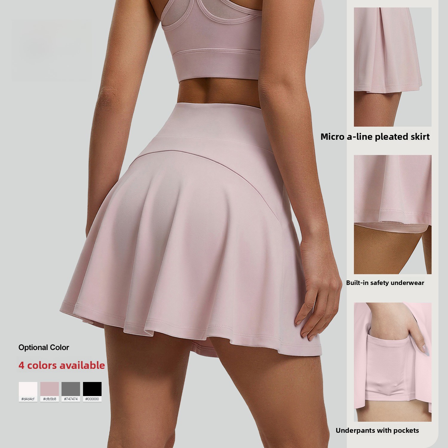 Summer New High-waisted Pleated Sports Short Skirt For Women, Anti-exposure Pocket Tennis Skirt, Yoga Running Fitness Skirt_ecoleips.com