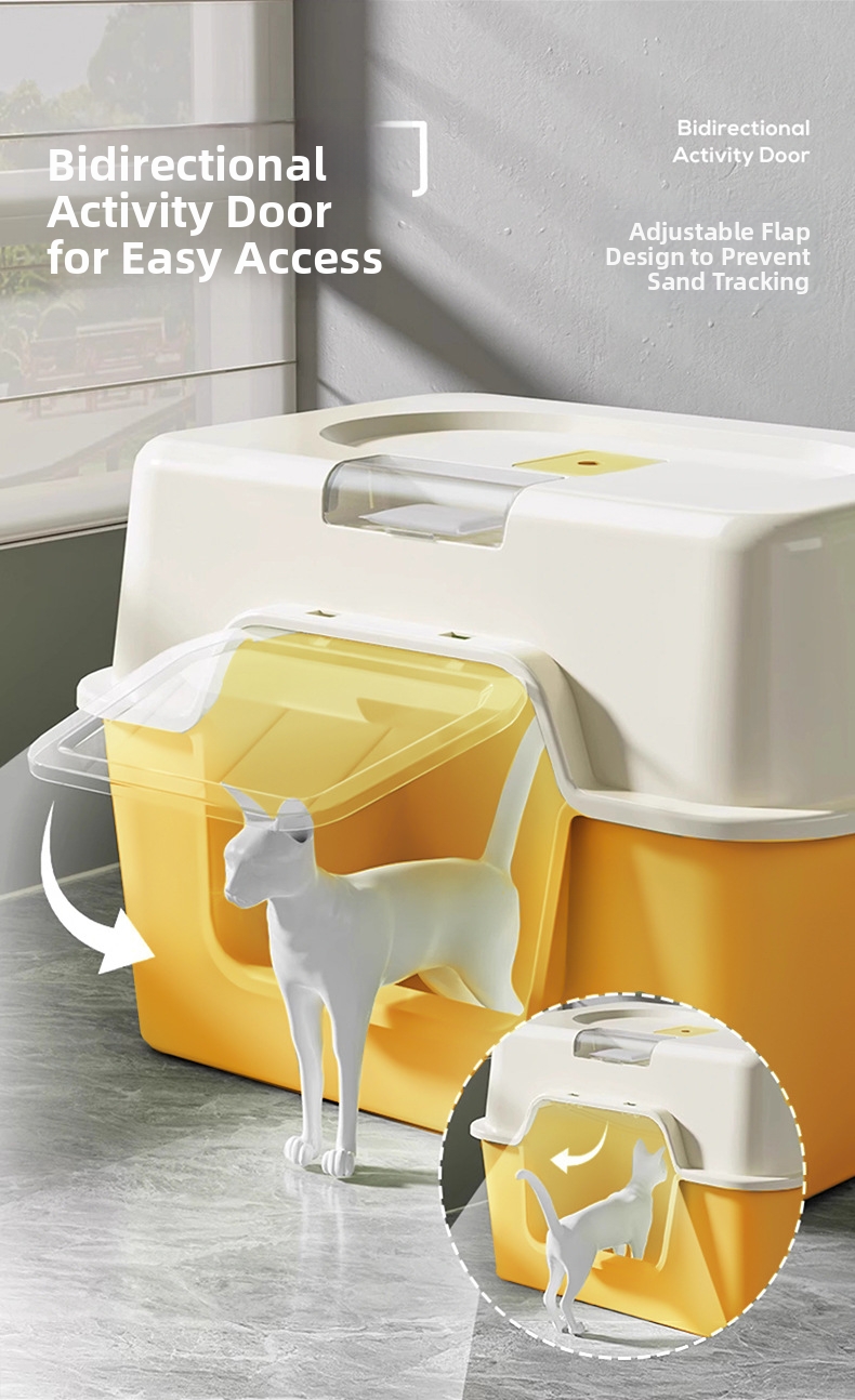 Large Enclosed Cat Litter Box With Splash And Odor Protection_voghion.com