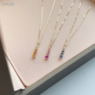 Fairy Stick 18K Gold Gradient Blue Treasure Fairy Stick Necklace Simple Line Design Embellished with a Sapphire