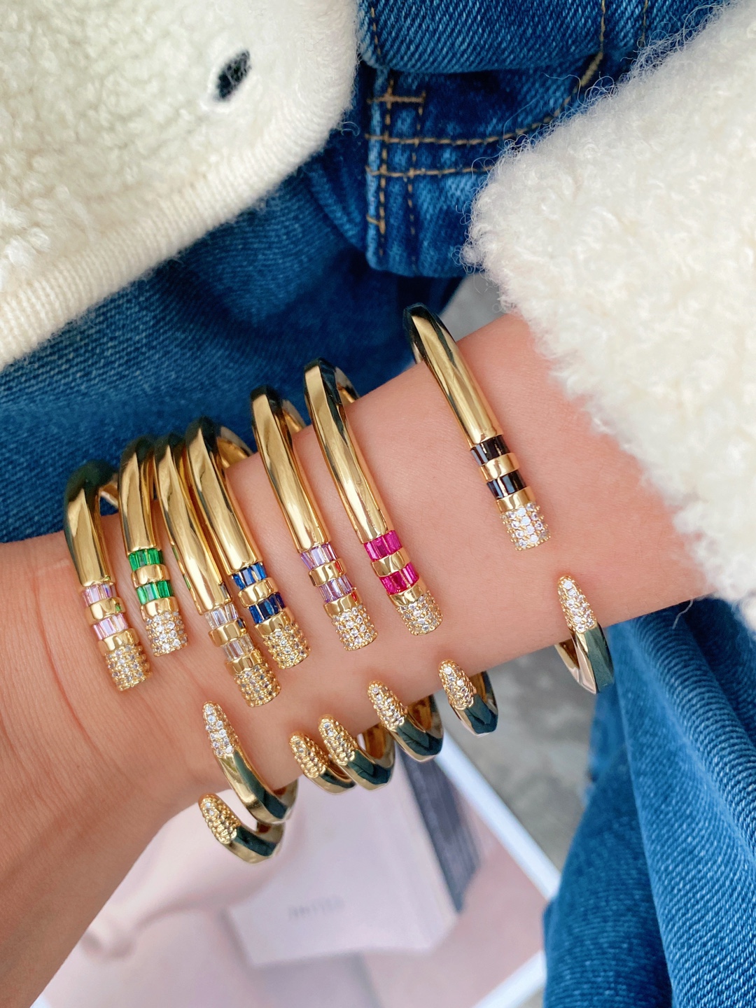 24g Weight 18K Gold Plated Plating Material Zircon Inlay Material Bangle Classification Copper Chain Material 1 Piece Quantity Casual, Daily Occasion Copper Material Multicolor Pattern All Seasons Season Women's Gender Plating, Inlay Design IG Style Style Wholesale Jewelry IG Style Multicolor Copper Zircon 18K Gold Plated Plating Inlay Bangle 无