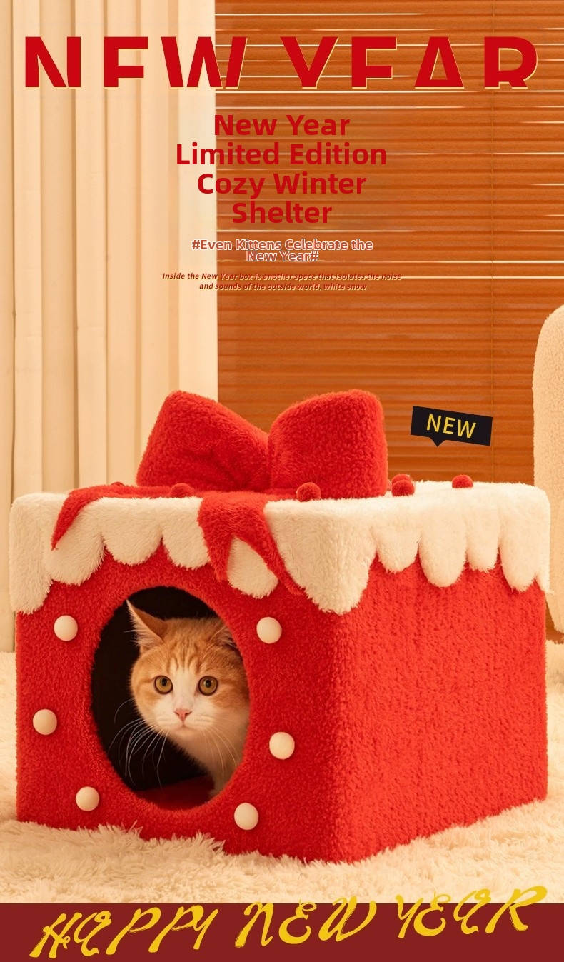 Niche maison pour chat fermée douillette et chaude en polaire_voghion.com