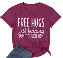 free hugs印花彩棉T恤
