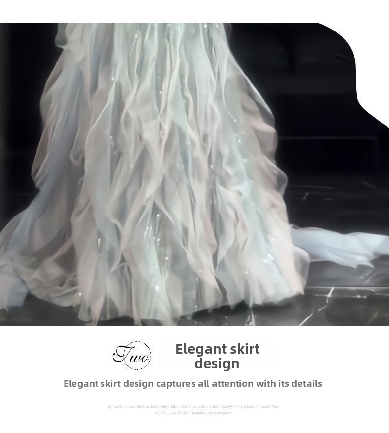 New 2026 Off-Shoulder Evening Gown for Proms Elegant Luxurious Women's Party Wear Super Fairy like Dress for Hosts Students Art Exams_ecoleips.com