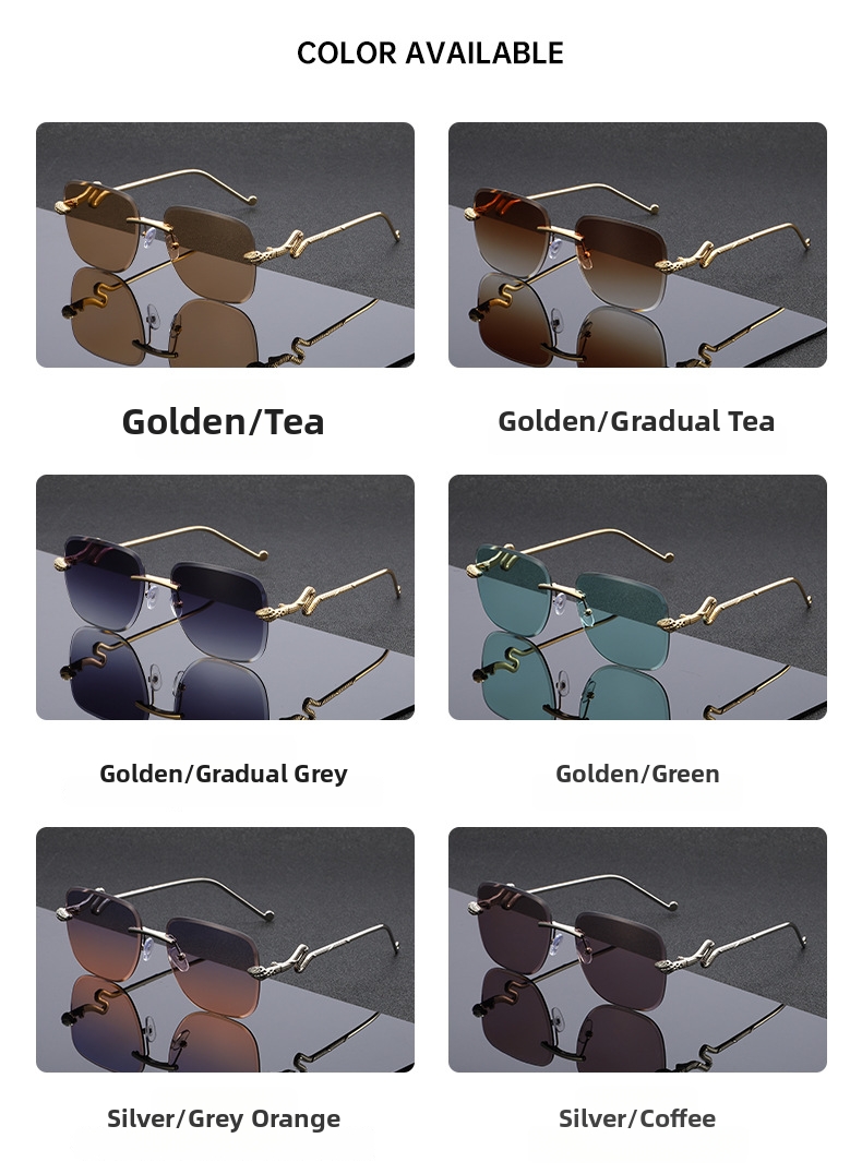 Snakehead Frameless Sunglasses For Men Polygonal Trendy Eyewear_voghion.com