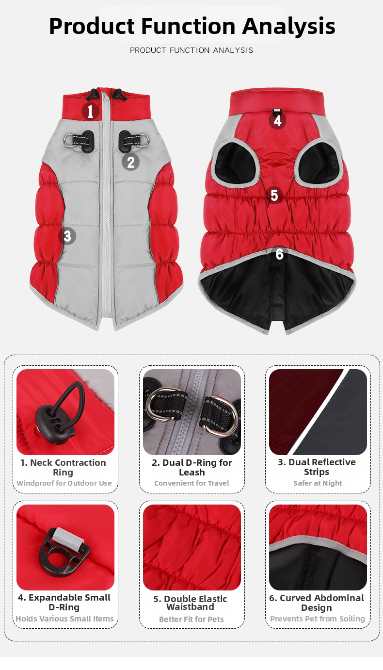 Warm Winter Dog Coat Reflective Cotton Puffer Jacket For Dogs_voghion.com
