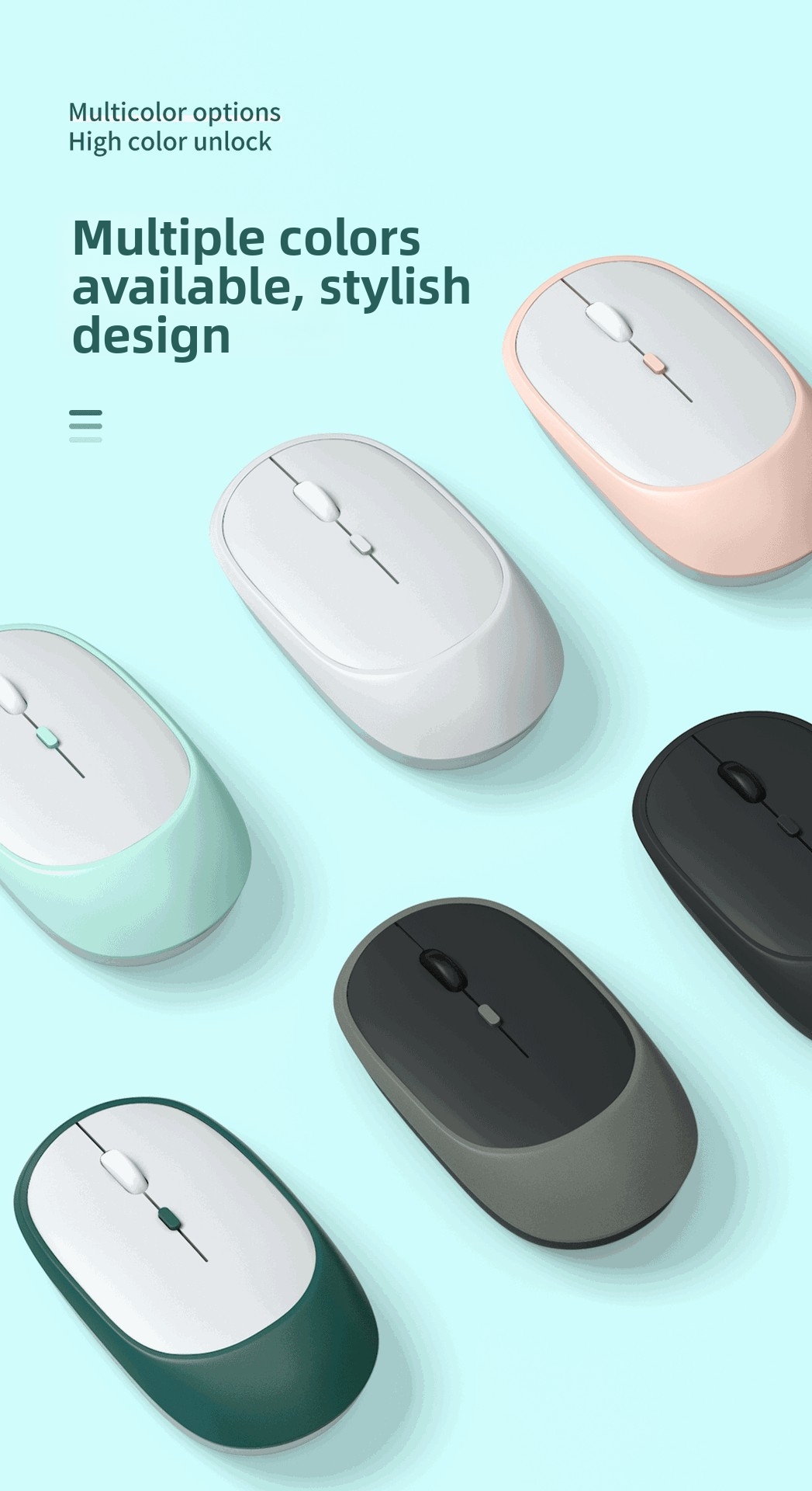 Leise kabellose Bluetooth-Dual-Mode-Maus, wiederaufladbar, Großhandel, auf Lager, verschiedene Farben, einfache Büromaus_voghion.com