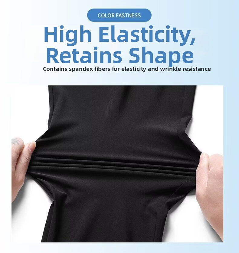 Men's Premium Summer Trousers - Straight Leg, Elastic Waist, Wrinkle-Resistant & Quick-Dry For Business Casual​_viptrois.com