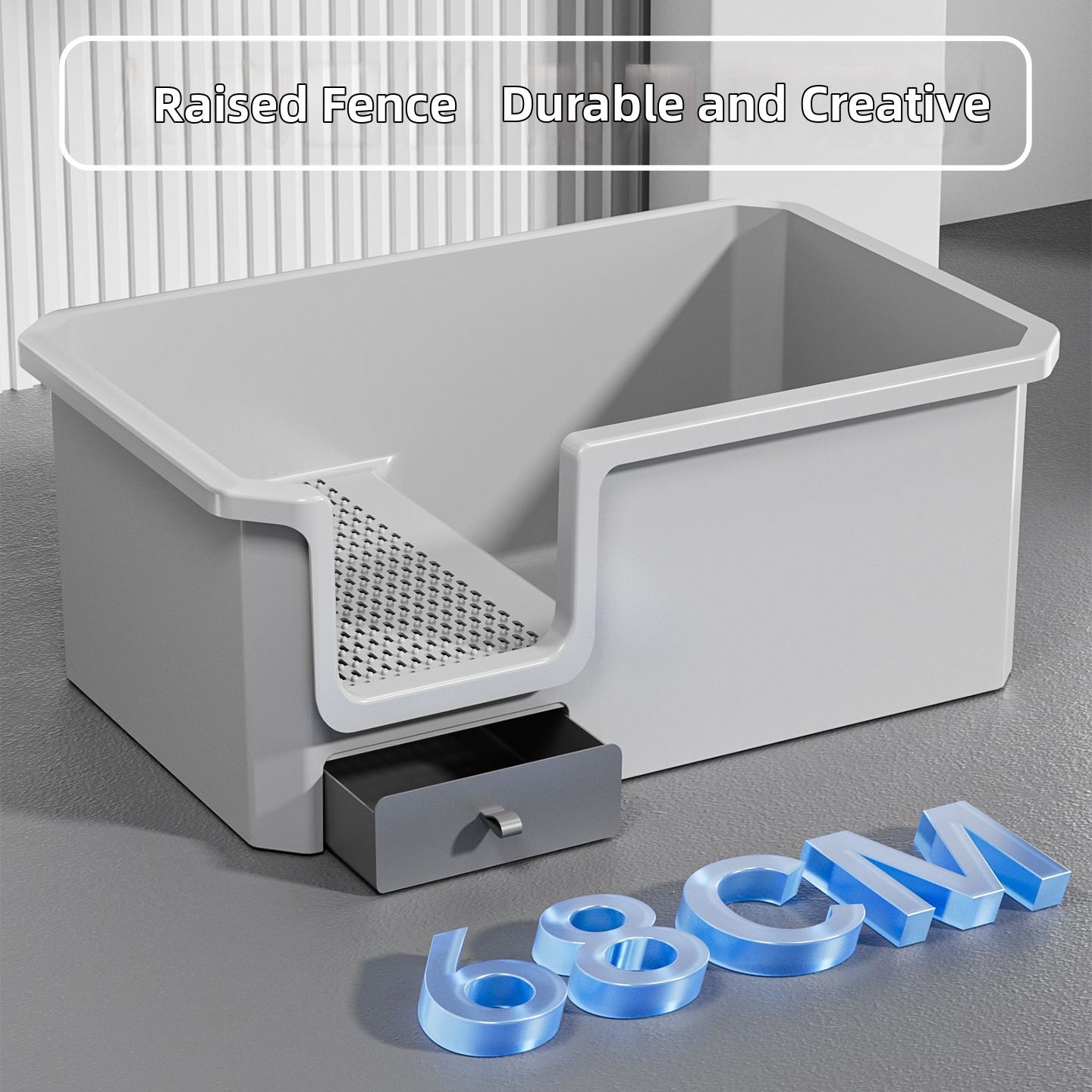 Extra Large Cat Litter Box High Fence Semi Enclosed Corridor Style Pet Toilet For Cats_voghion.com