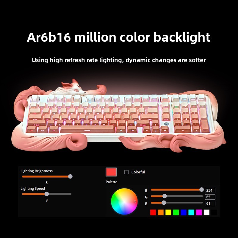 Mijing Lingrui Negenstaartvos Geleidelijke Kleurverandering Roze Aanpasbaar Mechanisch Toetsenbord Game Kantoor Ergonomie_voghion.com
