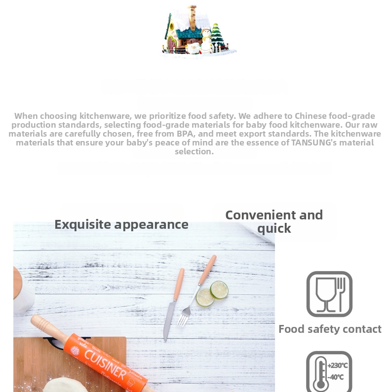 Rolling Pin With Wooden Handle Non Stick Food Grade Silicone_voghion.com