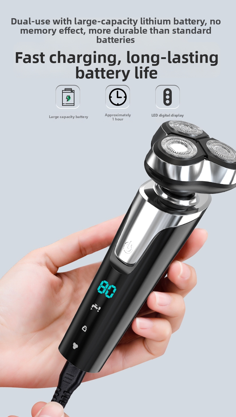 Electric Shaver With Digital Display Usb Rechargeable Beard Trimmer_voghion.com