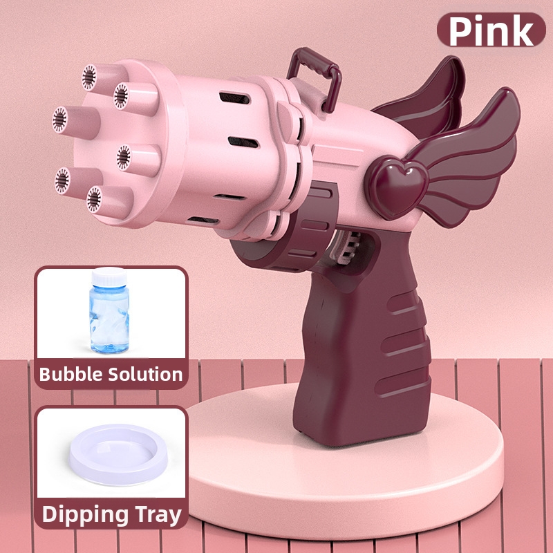 Macchina per bolle di sapone a forma di cuore con ali, fori multipli e a prova di perdite, popolare giocattolo online per sport e attività all'aperto._voghion.com