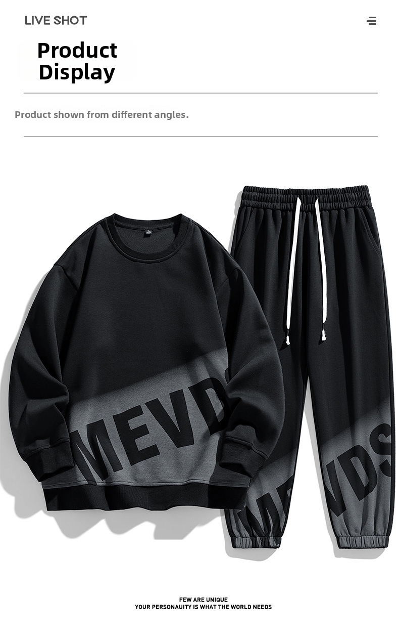 Men's Sports Sweatshirt Set Crew Neck Pullover And Jogging Pants_voghion.com
