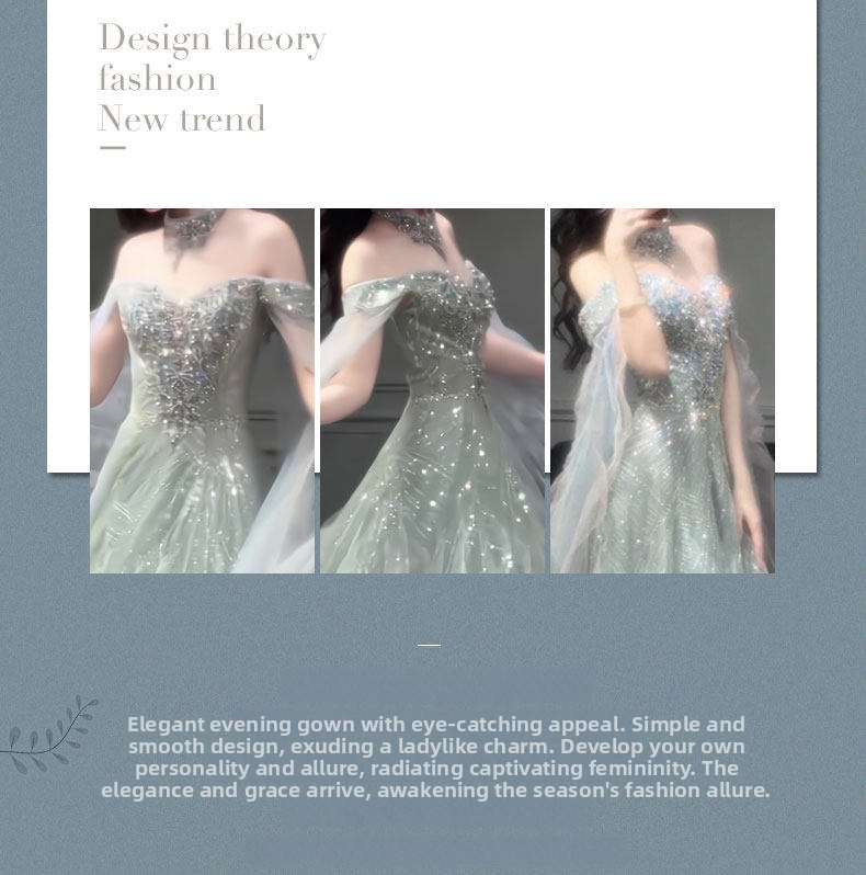 New 2026 Off-Shoulder Evening Gown for Proms Elegant Luxurious Women's Party Wear Super Fairy like Dress for Hosts Students Art Exams_ecoleips.com