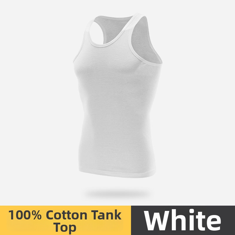 Men's Clothing Men's Sleeveless Vest Pure Cotton Sports Swing Tank Top Versatile Loose Fit White Undershirt For Middle Aged And Elderly_viptrois.com