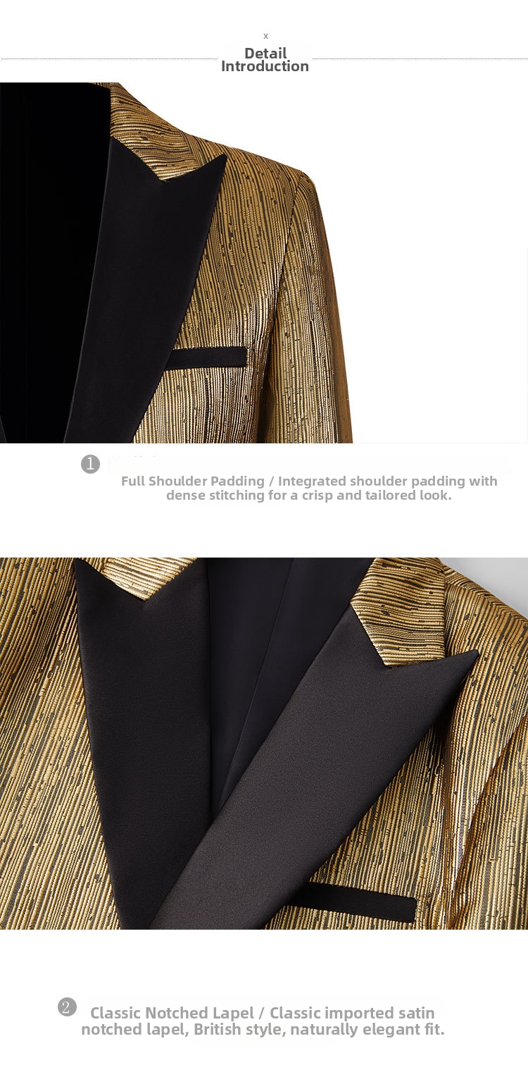 Men's Suit Blazer In Gold And Silver Modern Slim Fit Formal Jacket_voghion.com