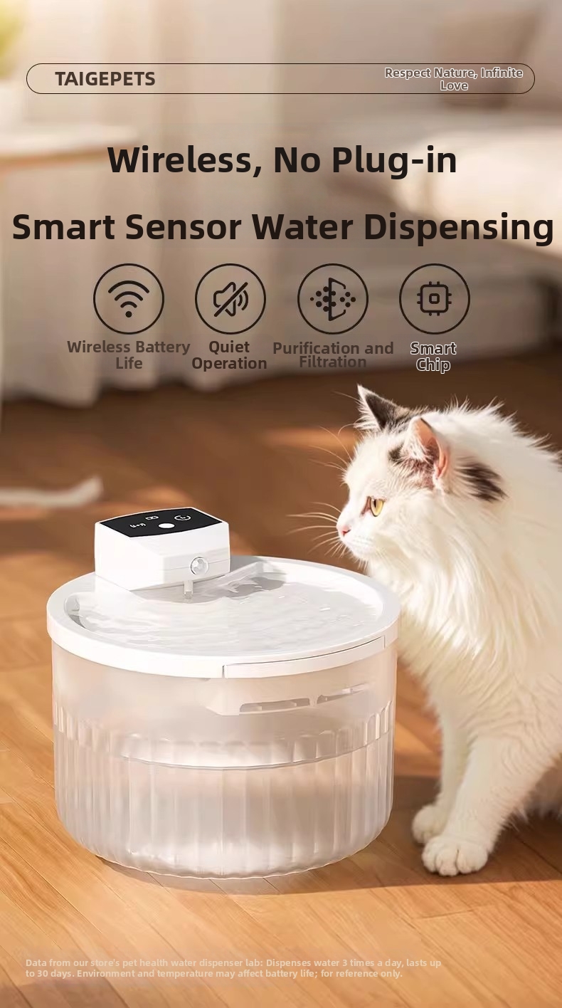 Automatic Wireless Sensor Cat Water Fountain Portable Pet Bowl_voghion.com