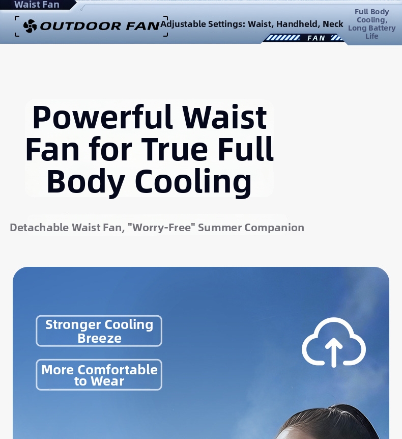 Portable Waist Mounted Fan Usb Rechargeable For Outdoor Work_voghion.com